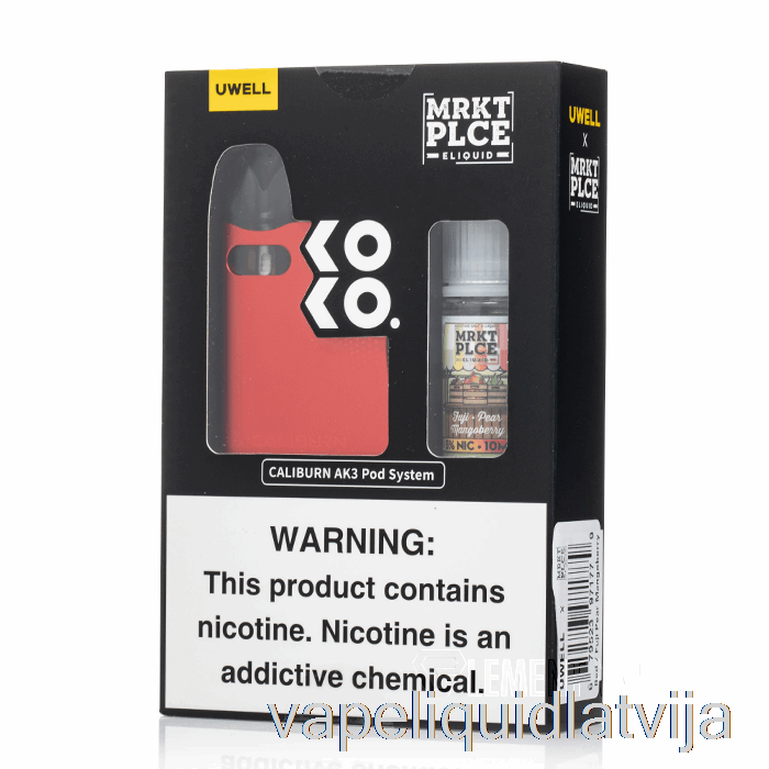 Uwell X Dv Caliburn Ak3 Komplekts + 50mg Nic Sāls [sarkans] Mrkt Plce - Fuji Bumbieris Mangoberry Vape šķidrums